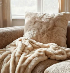 Pläd 'Aranga Bubble Throw' 130x170cm - Beige