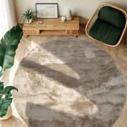 Rund matta 'Aranga Super Soft Fur' - Brun