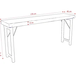 Sidobord Vintage 170x40cm - Svart