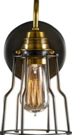 Vägglampa Vintage - Mässing/Stålnät