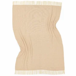 Bomullspläd 'Denisa Fishbone' 130x170cm - Beige/vit