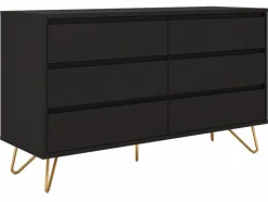 Byrå 'Elle' 120x70 - Svart/Mässing