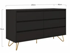 Byrå 'Elle' 120x70 - Svart/Mässing
