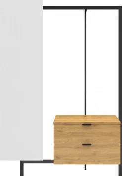 Klädhängare 'Nova' 2 lådor/spegel - Ek/Svart