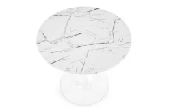 Matbord 'Lorca' Runt 80cm - Marmor/Vit