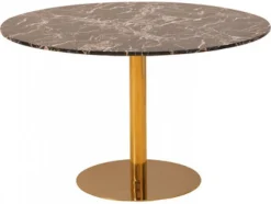 Matbord 'Marbleous' Runt 120cm - Mässing/Svart