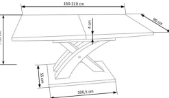 Matbord 'Sandor' 160-220cm - Vit