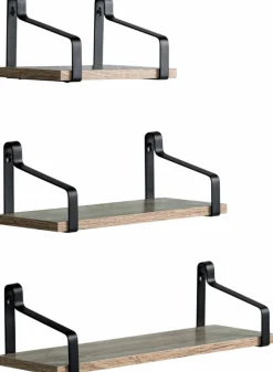 3-pack Vägghyllor 'Mia' - Svart/Natur