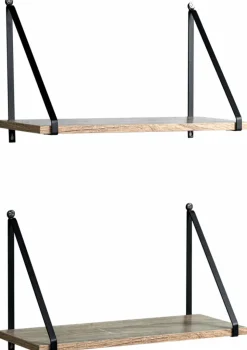 2-pack Vägghyllor 'Triangle' - Natur