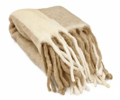 Pläd 'Beatriz Stripe' 130x170cm - Beige/vit
