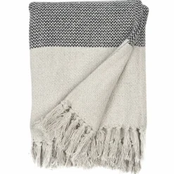 Pläd i återvunnen bomull 'Skiss' - Beige/Blå