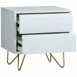 Sängbord 'Elle' - Vit/Mässing