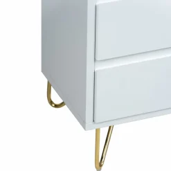 Sängbord 'Elle' - Vit/Mässing