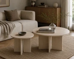 Soffbord 'Créme' Runt 75cm - Vitpigmenterad