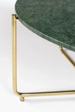 Soffbord 'Timpa' Runt 70cm  - Grön marmor/Guld