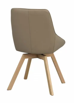 Stol 'Alison' Läder - Beige/ek