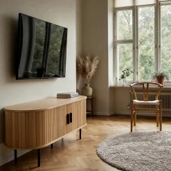 Tv bänk 'Holmvik' - Natur/Svart