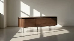 Tv-bänk 'Kärra' 160x40cm - Valnöt/Svart