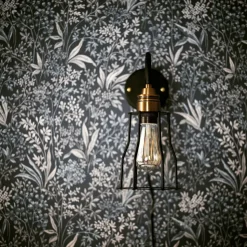 Vägglampa Vintage - Mässing/Stålnät